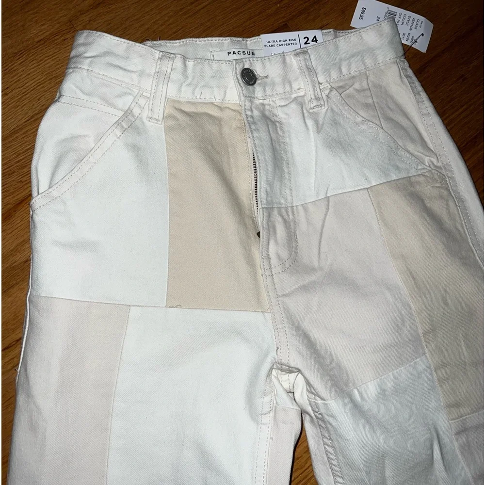 Patchwork Ultra High Waisted Flare Pants - Picture 3 of 5